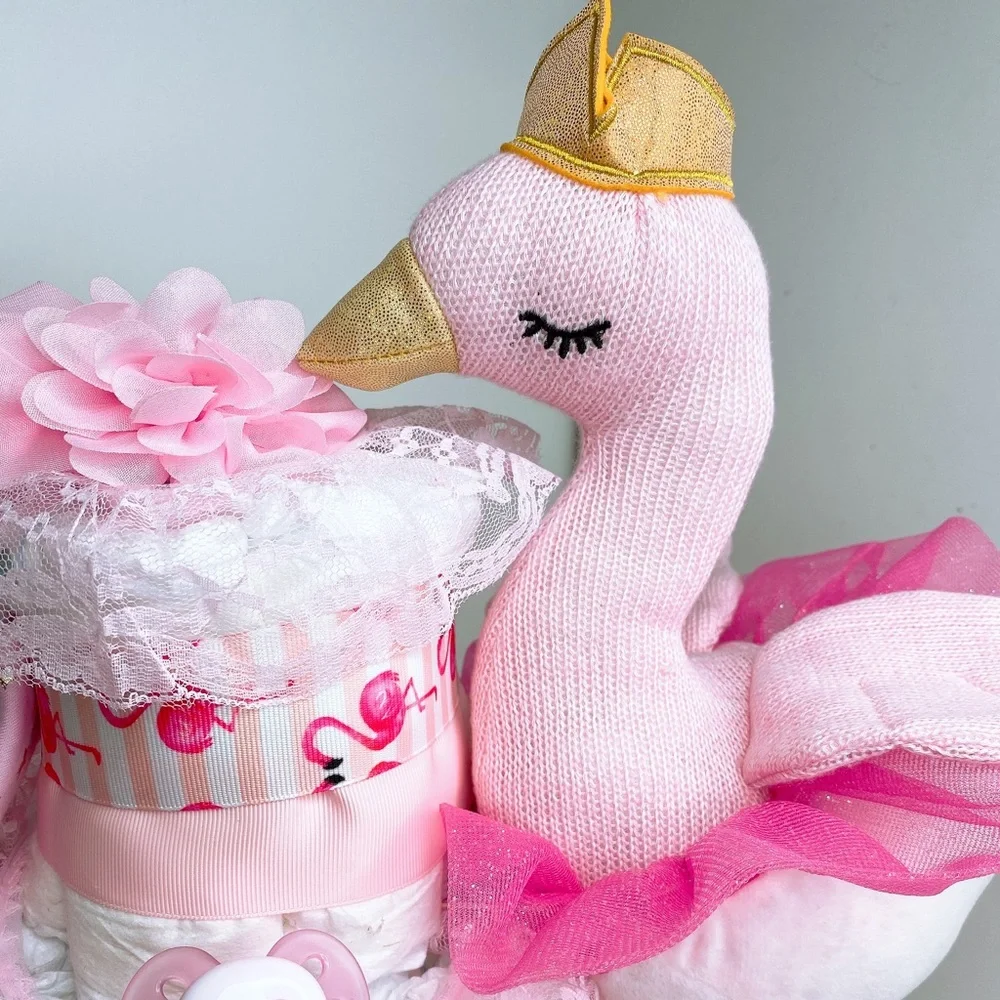 Flamingo Diaper Cake, Baby Shower Gift